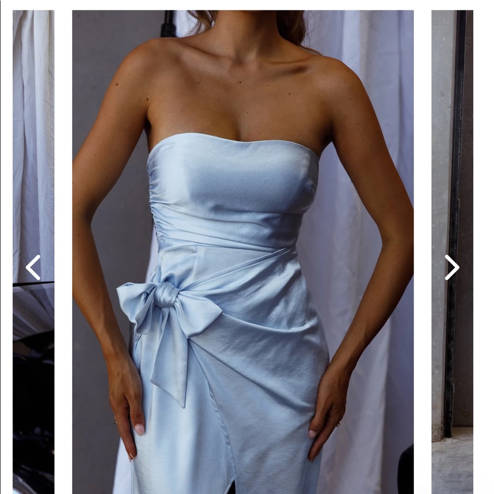 Elegant Strapless Light Blue Dress - Picture 3 of 11
